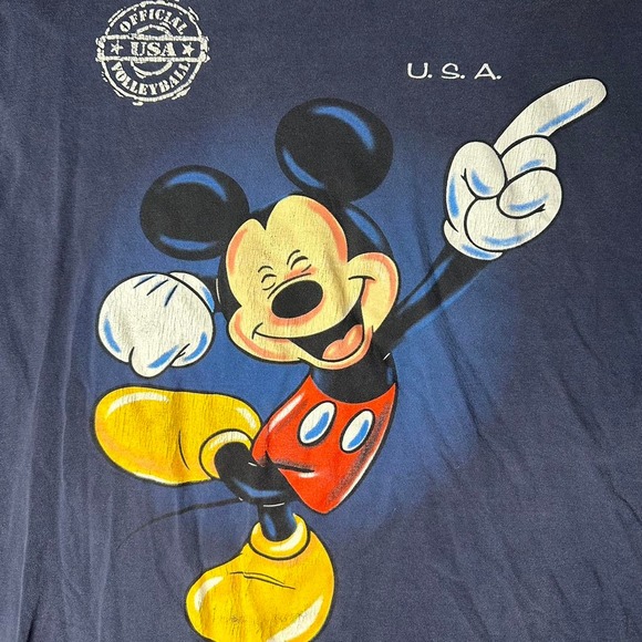 VINTAGE EARLY 2000's DISNEY MICKEY MOUSE NAVY SHERRY SHIRT SIZE XL - Picture 2 of 4